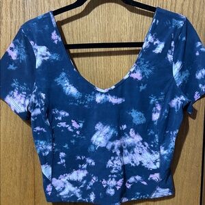 lululemon athletica Navy Tie-Dye Scoop Neck Crop Top - Blue & Light Purple